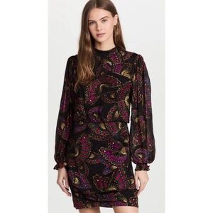 NWT FARM Rio High Neck Butterfly Sky Paisley Mini Dress